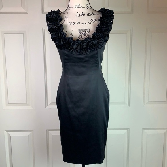 WHBM Ruffle Neckline Little Black Dress - Picture 2 of 16